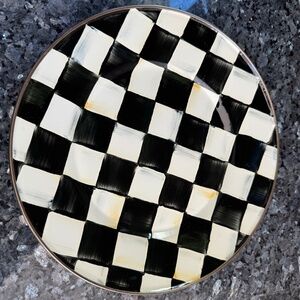 RARE MACKENZIE-CHILDS COURTLY CHECK 10" ENAMEL WARE CHARGER SERVING PLATTER